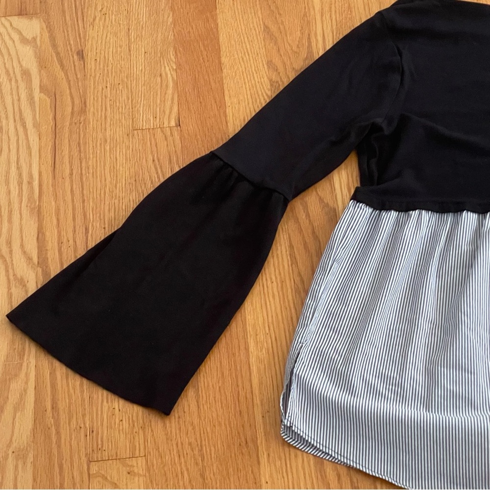 Motherhood Maternity Black and Black and White Striped Layer Long Sleeve Size M - Picture 11 of 16